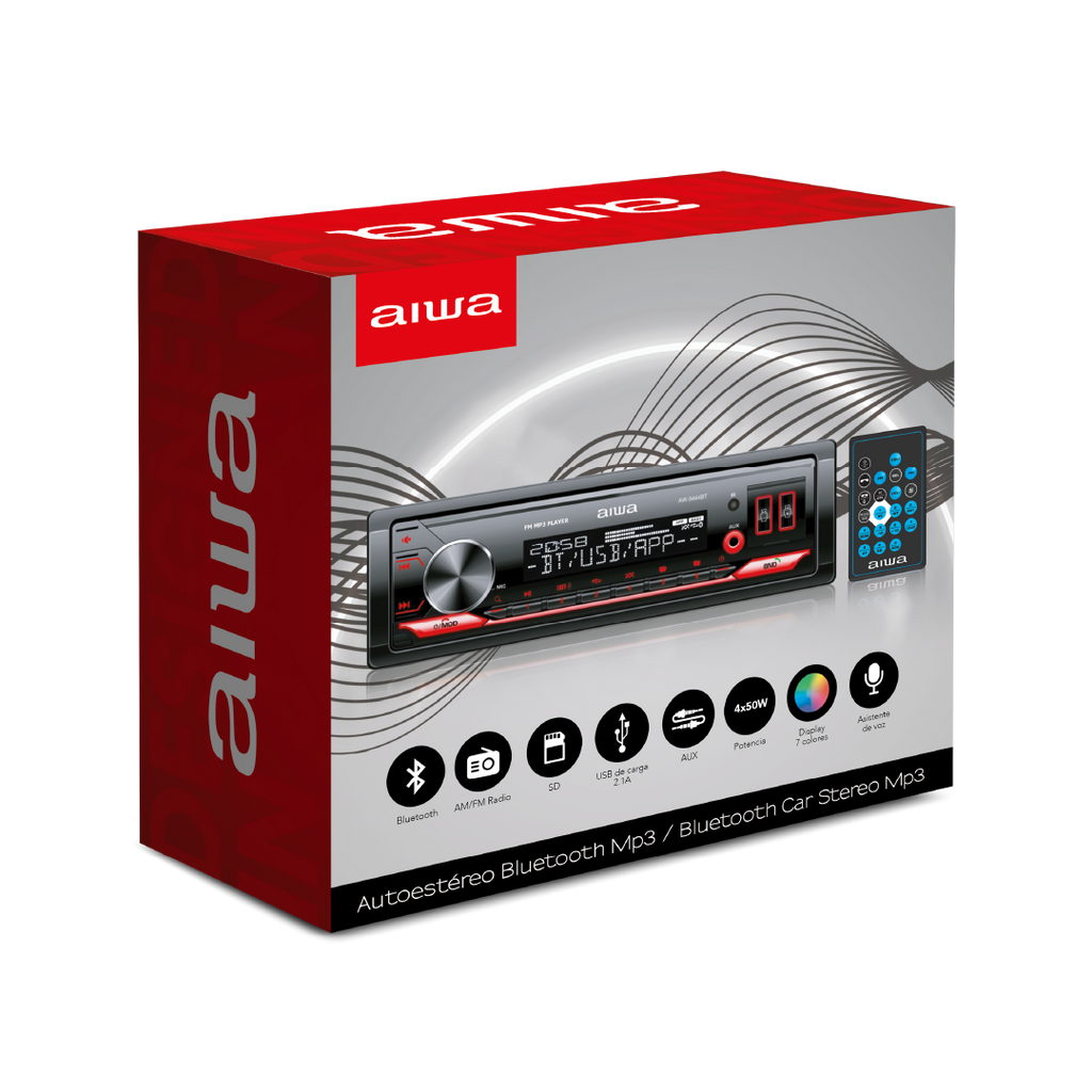 Autoestéreo con Bluetooth USB Lector de tarjeta SD Radio AM-FM 50W