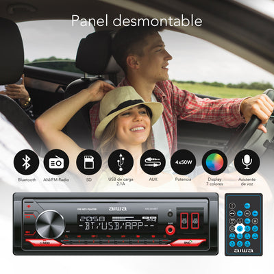 Autoestéreo Bluetooth USB Lector de tarjeta SD Radio AM-FM 50W