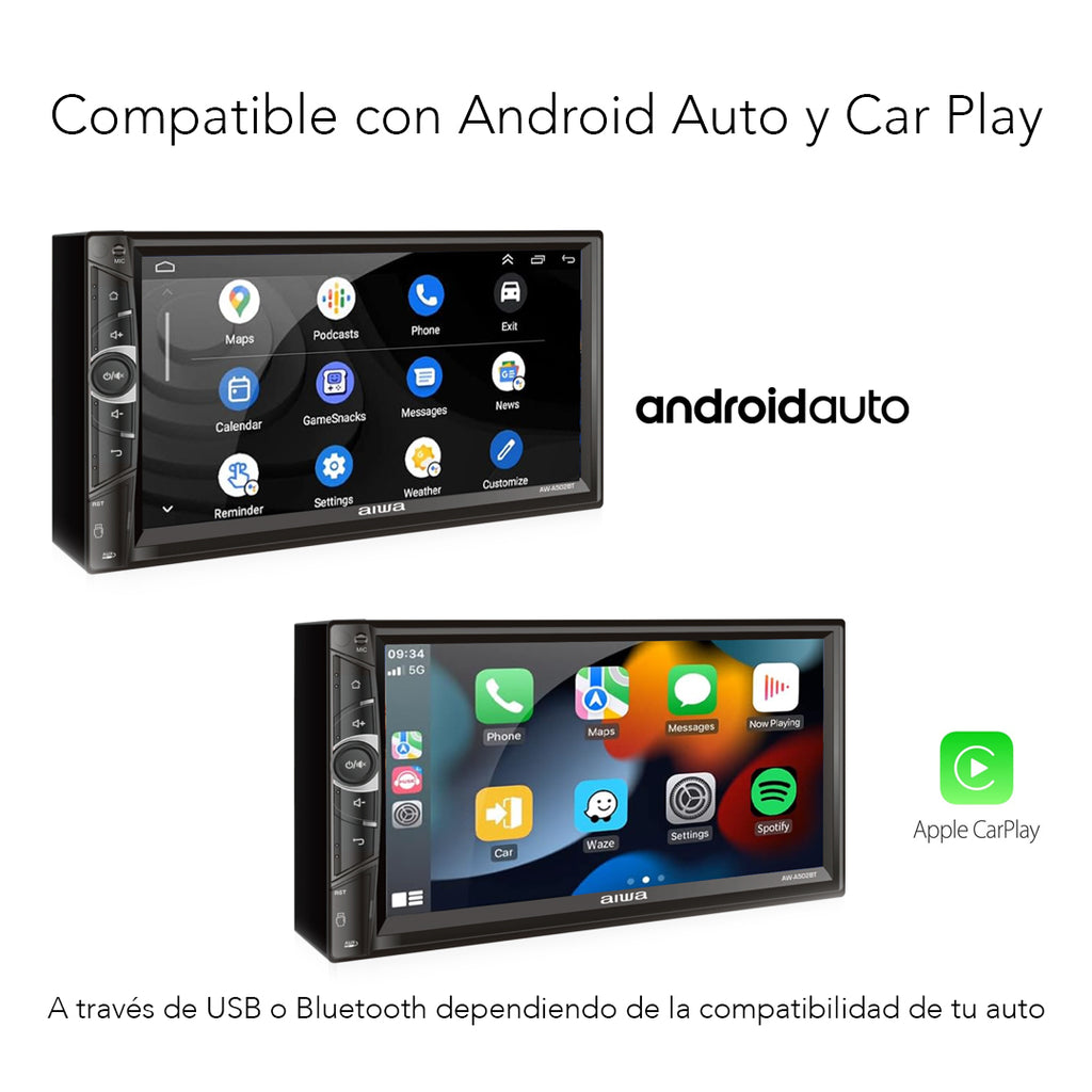 Autoestéreo AIWA AW-A502BT compatible con cámara trasera AHD
