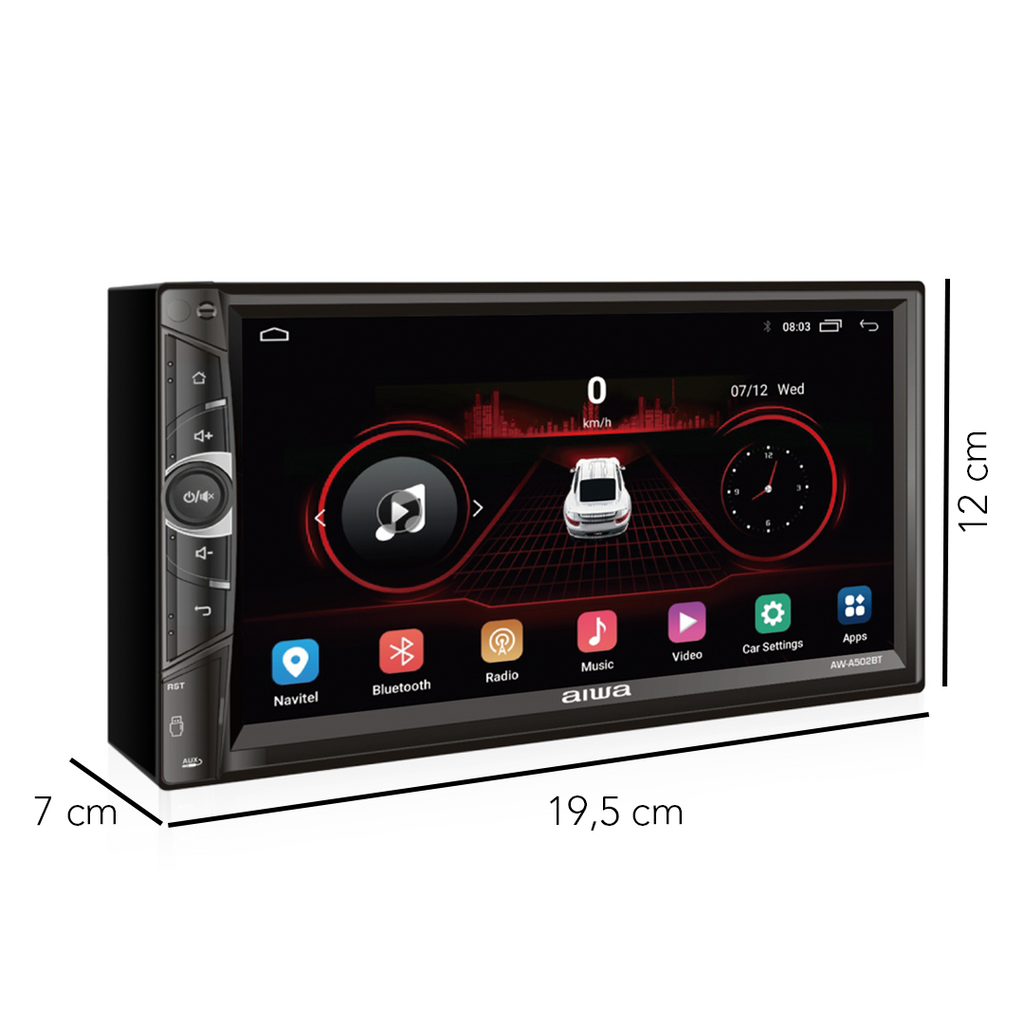 Autoestéreo AIWA AW-A502BT pantalla 7” CarPlay Android Auto