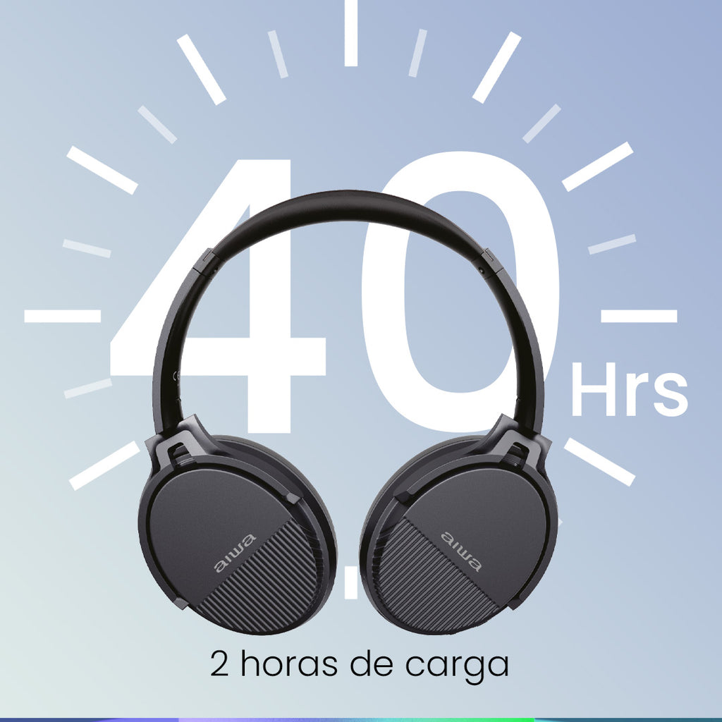 Audífonos Bluetooth Aiwa Táctil Noise Cancelling Aw-anc2040 Color Negro