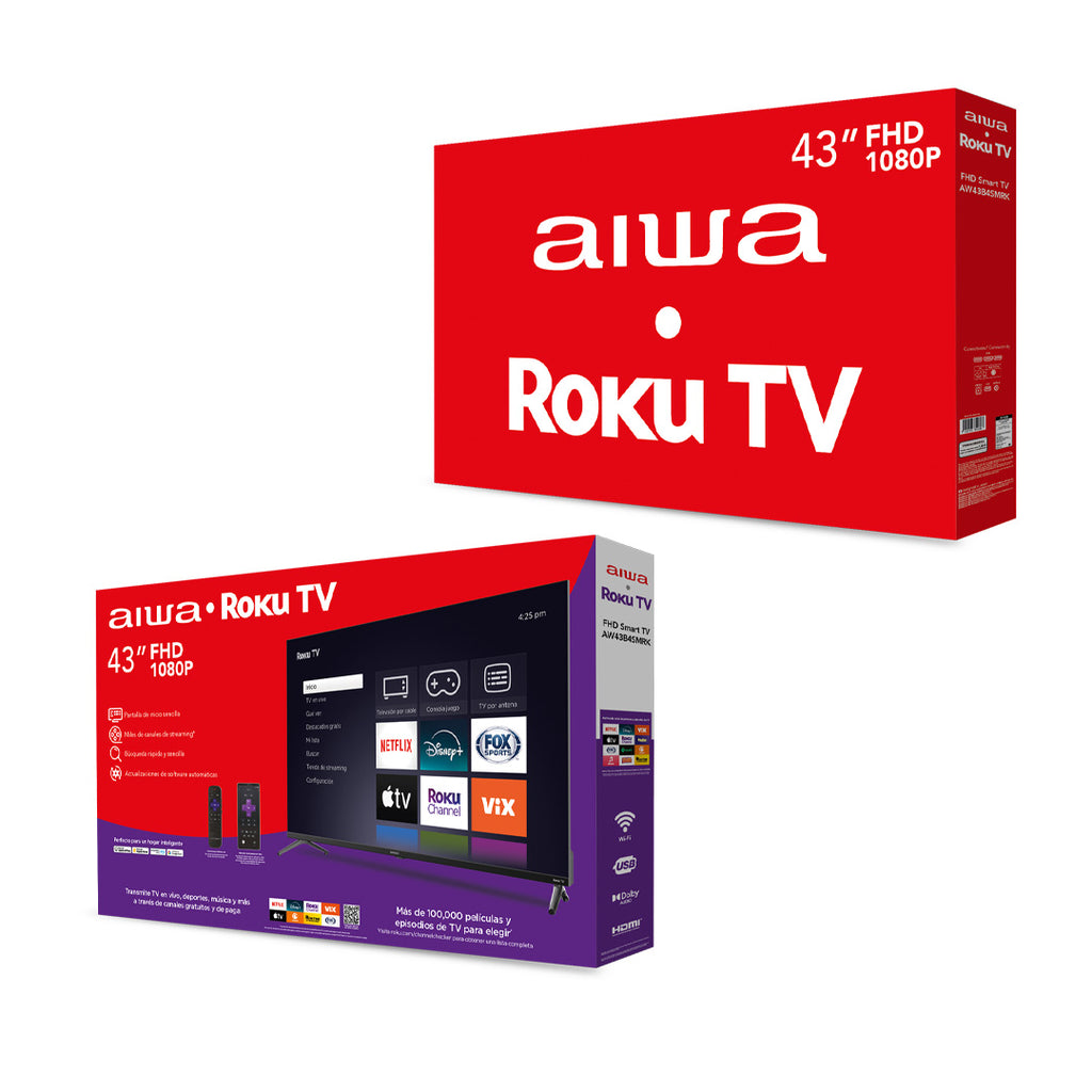 Pantalla AIWA AW43B4SMRK 43 pulgadas Smart TV Roku LED Full HD