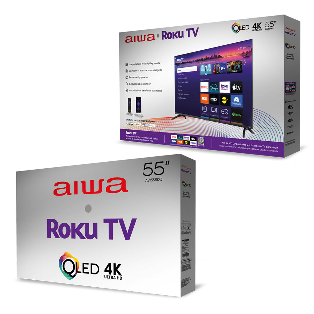 Smart TV Aiwa AW55RKQ 55" QLED 4K UHD Roku TV HDR WiFi Bluetooth