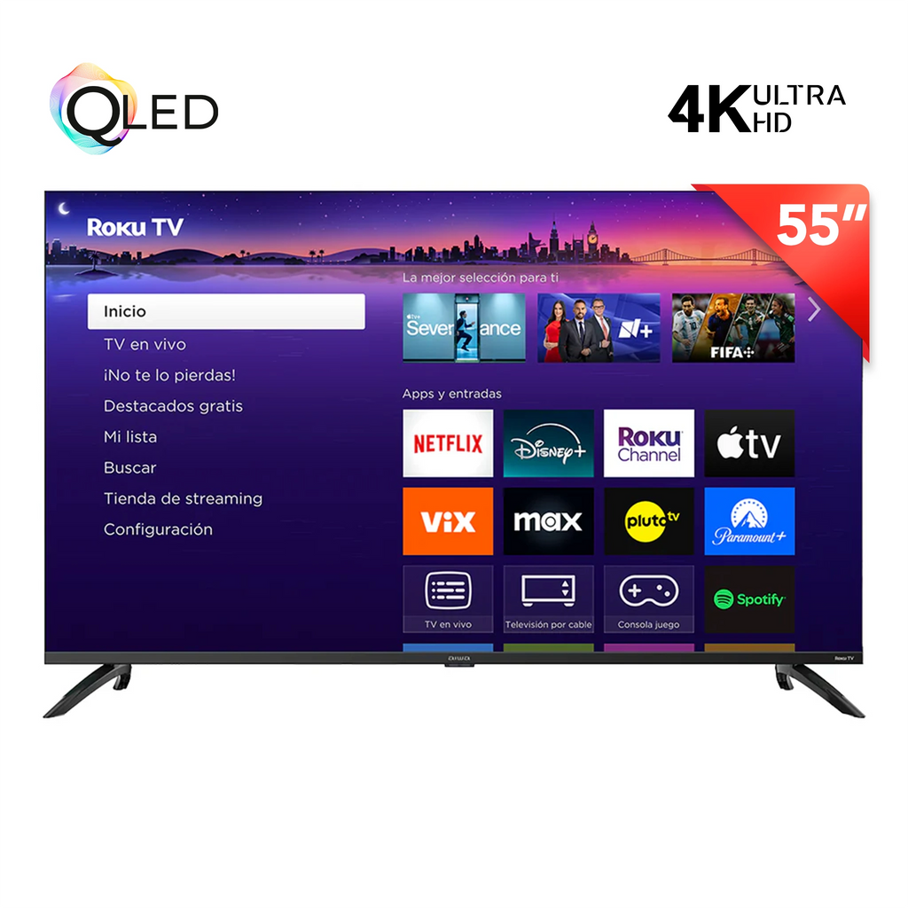 Pantalla AIWA 55 pulgadas AW55RKQ QLED 4K UHD Roku TV HDR