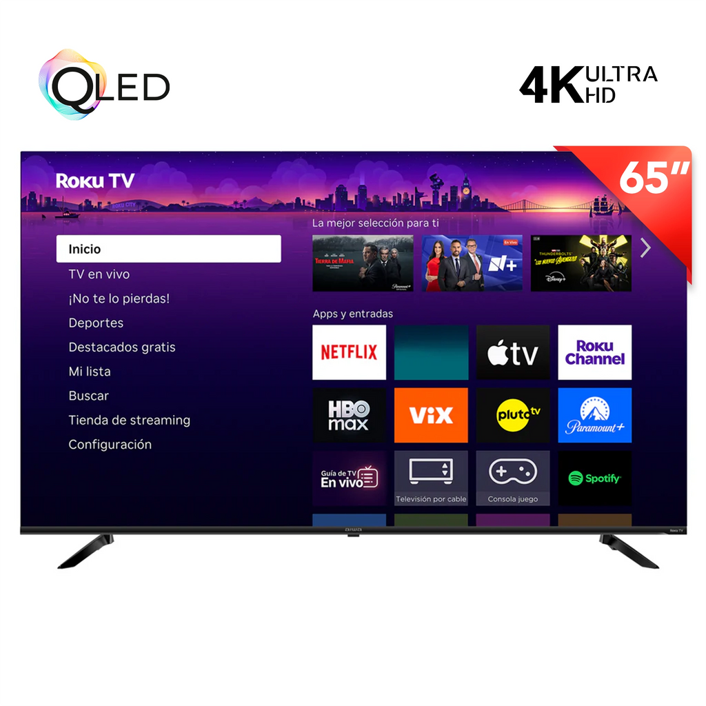 Pantalla AIWA AW65RKQ 65 pulgadas QLED 4K UHD Roku TV Dolby Audio