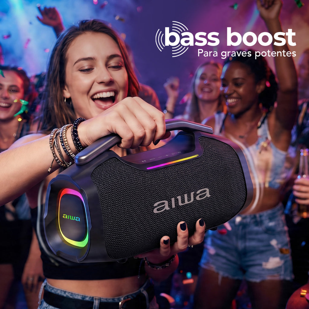 Bocina Portátil Bluetooth Aiwa AWA408 Bass Boost, TWS, USB