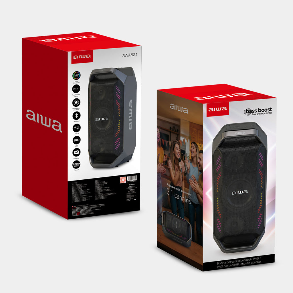 Bocina Bluetooth Portátil Aiwa AWA521 Control Remoto, USB-C
