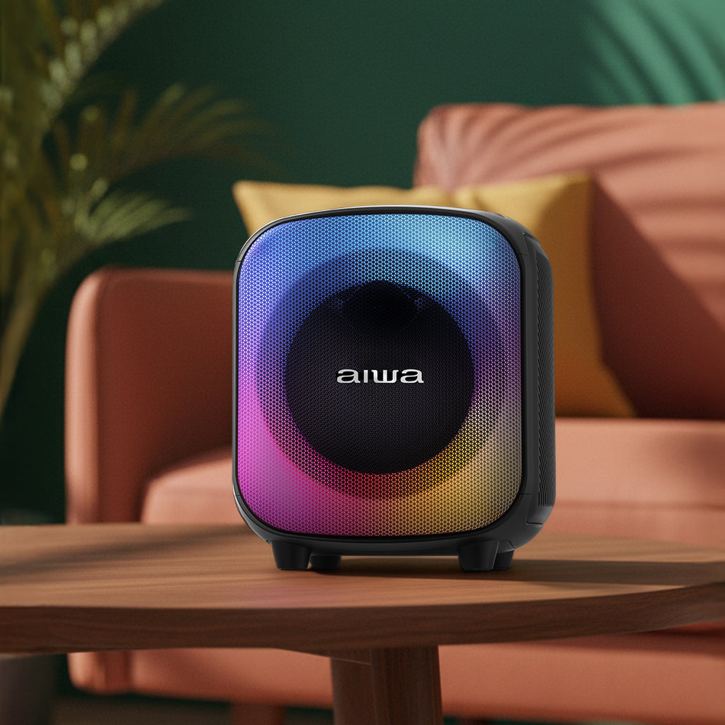 Bocina Bluetooth Aiwa 40W RMS con Bass Boost, Radio FM y USB-C
