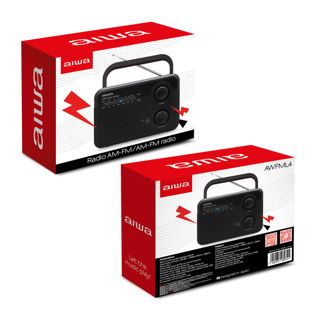 Radio portátil Analógico AM-FM 127V Bateria Recargable
