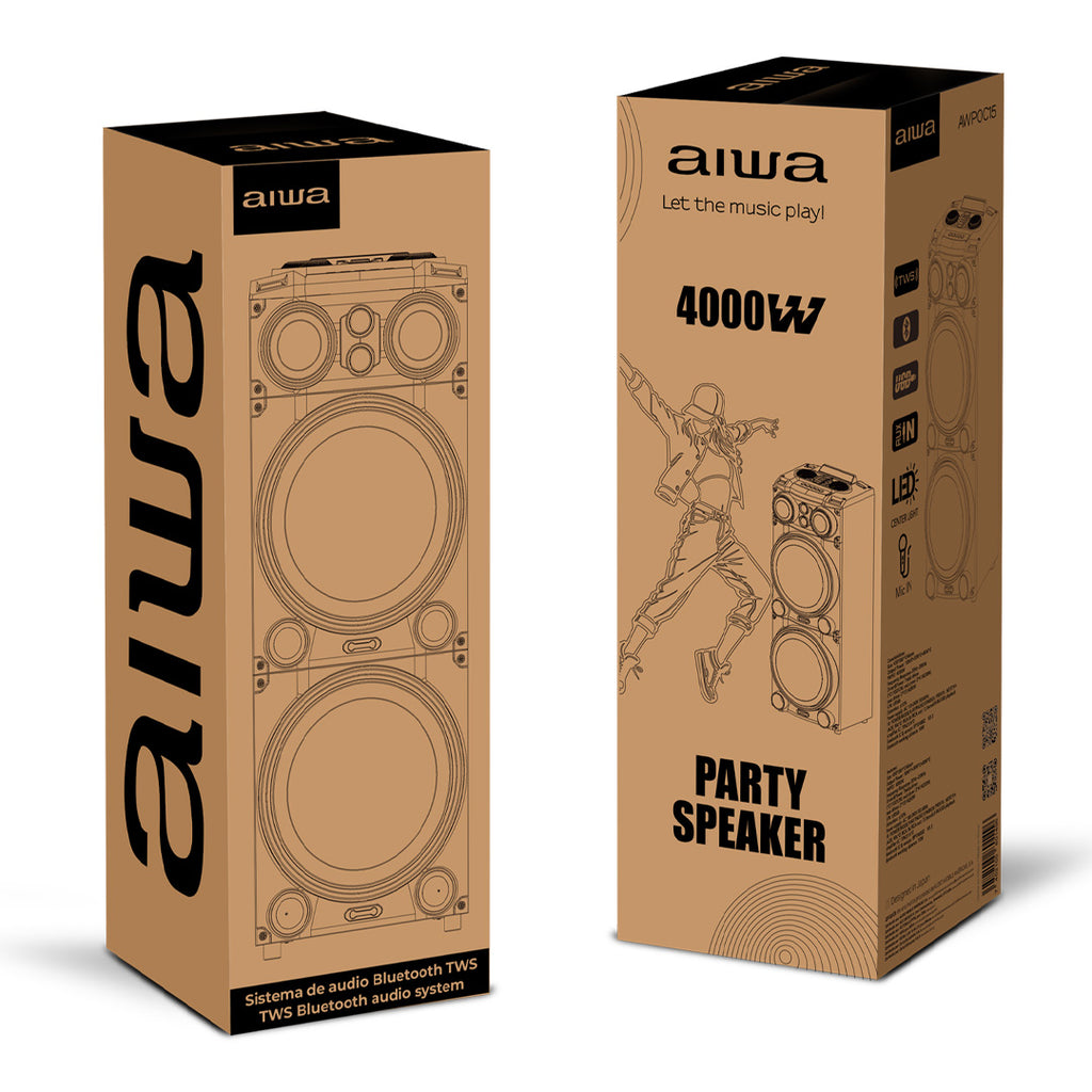 Sistema de audio AIWA AWPOC15 doble Bluetooth 240W RMS con TWS