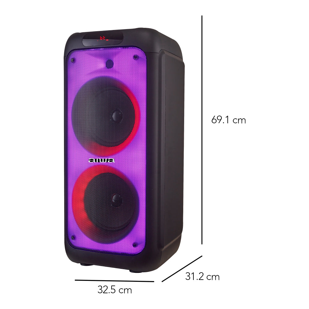Bocina Bluetooth Portátil Aiwa Flame Led 80W RMS con TWS