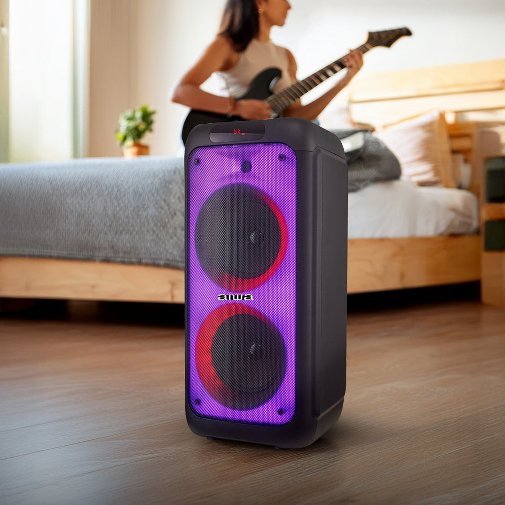 Bocina Bluetooth Portátil Aiwa Flame Led 80W RMS con TWS