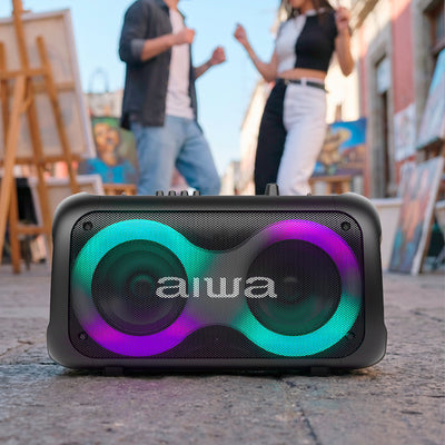 Bocina Bluetooth Aiwa AWPOH35 60W RMS con Entrada para Guitarra y Luces LED