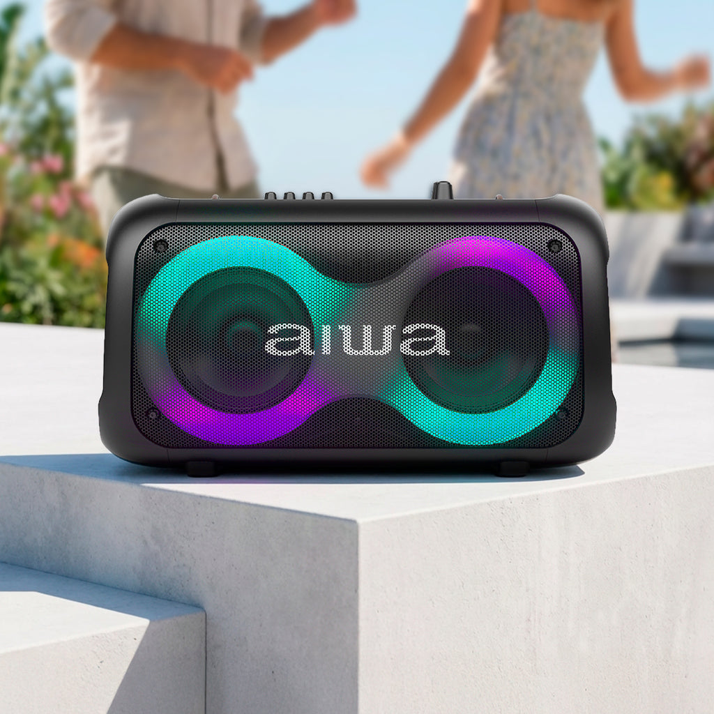 Bocina Bluetooth Aiwa AWPOH35 60W RMS con Entrada para Guitarra y Luces LED