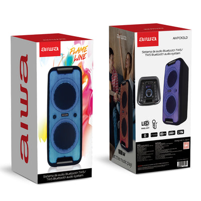Bocina Bluetooth Portátil Aiwa Flame Led Karaoke 100W RMS con TWS