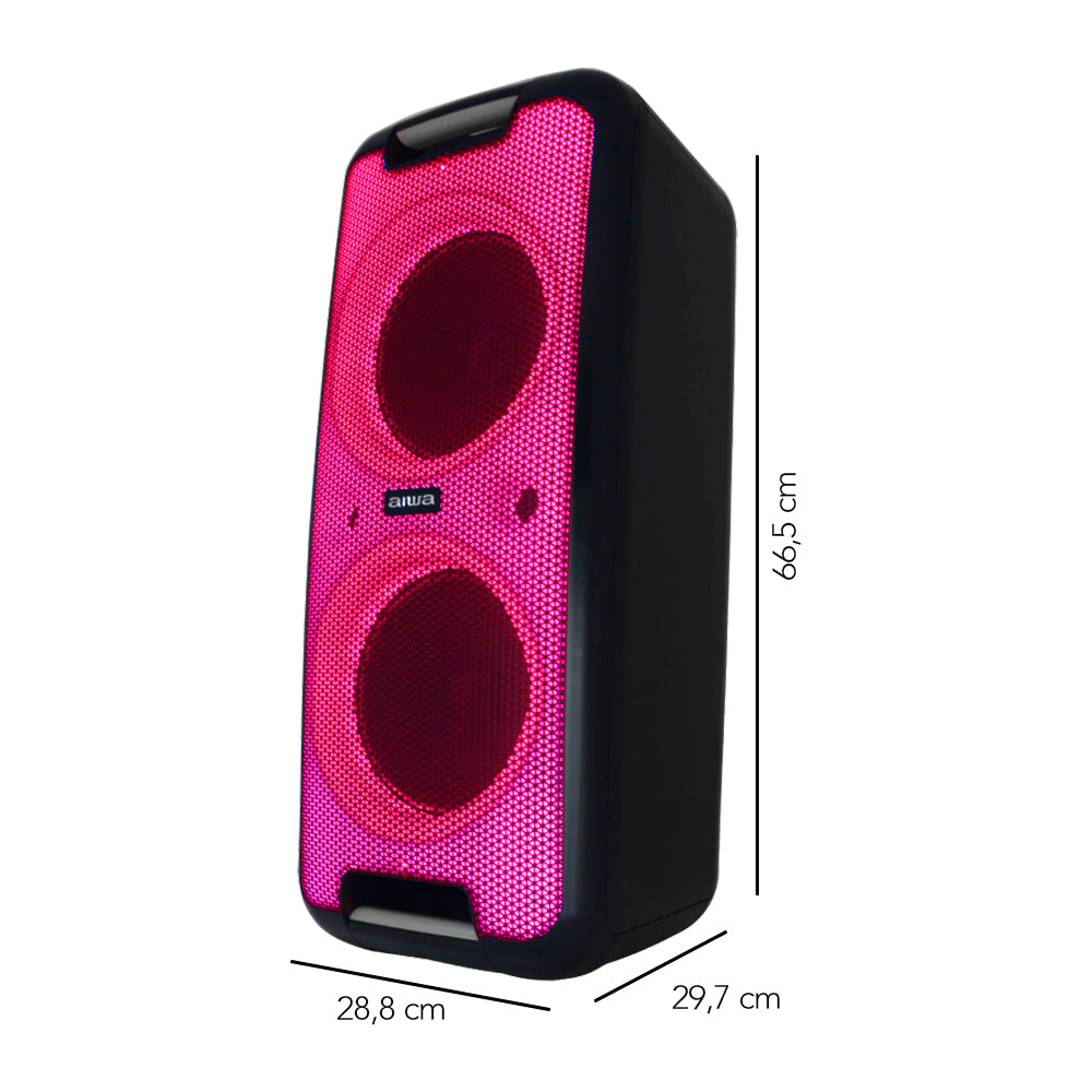 Bocina Bluetooth Portátil Aiwa Flame Led Karaoke 100W RMS con TWS