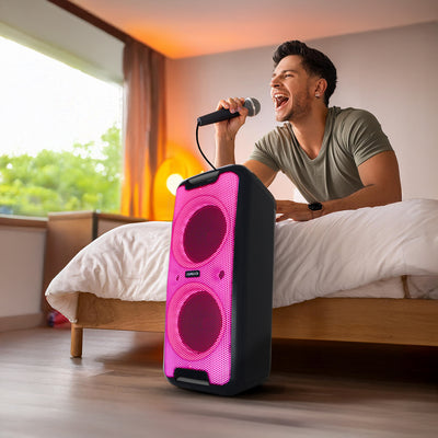 Bocina Bluetooth Portátil Aiwa Flame Led Karaoke 100W RMS con TWS
