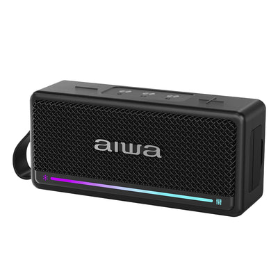 Bocina Bluetooth Aiwa 20W RMS IPX7 TWS con Radio FM y Luces LED