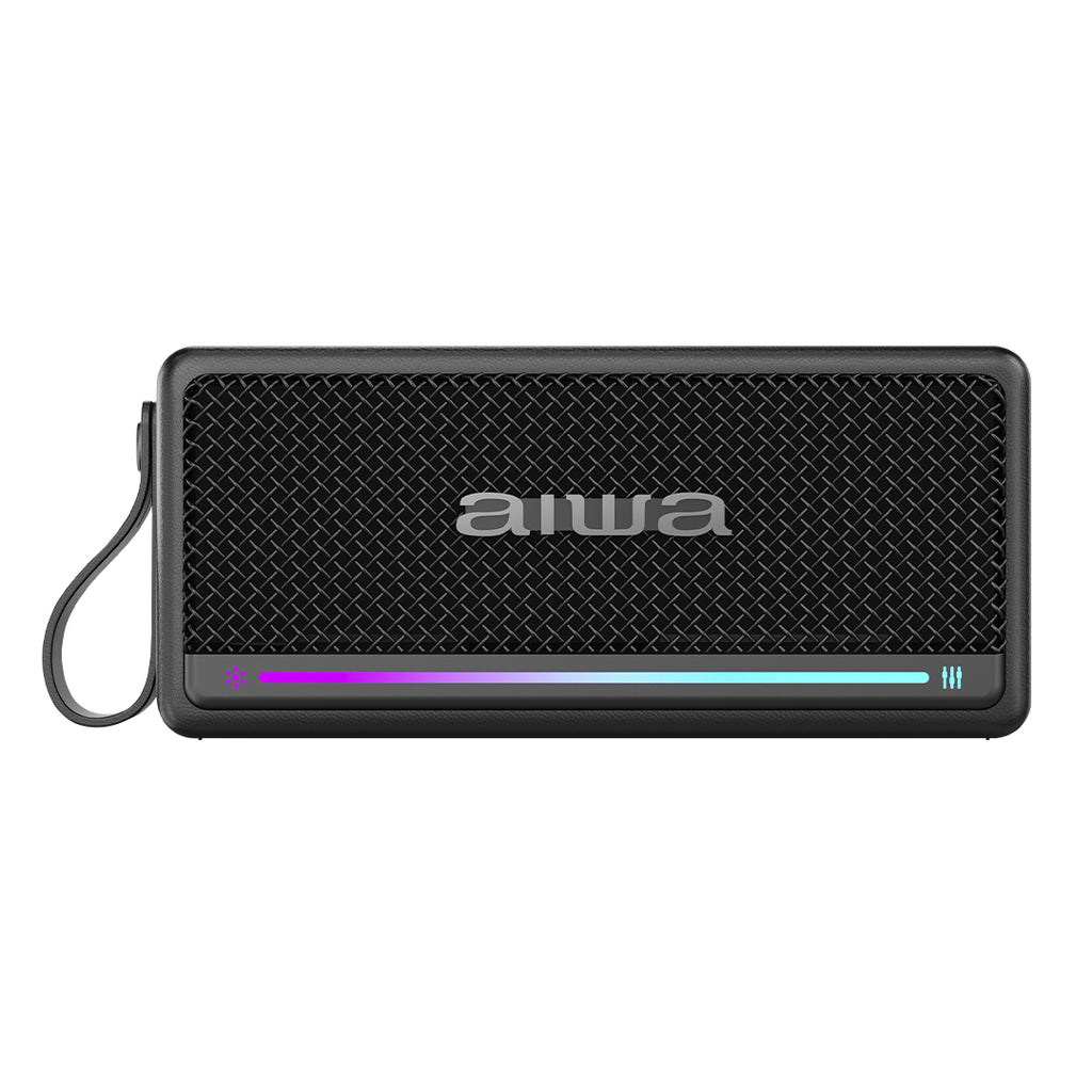 Bocina Bluetooth Aiwa 20W RMS IPX7 TWS con Radio FM y Luces LED