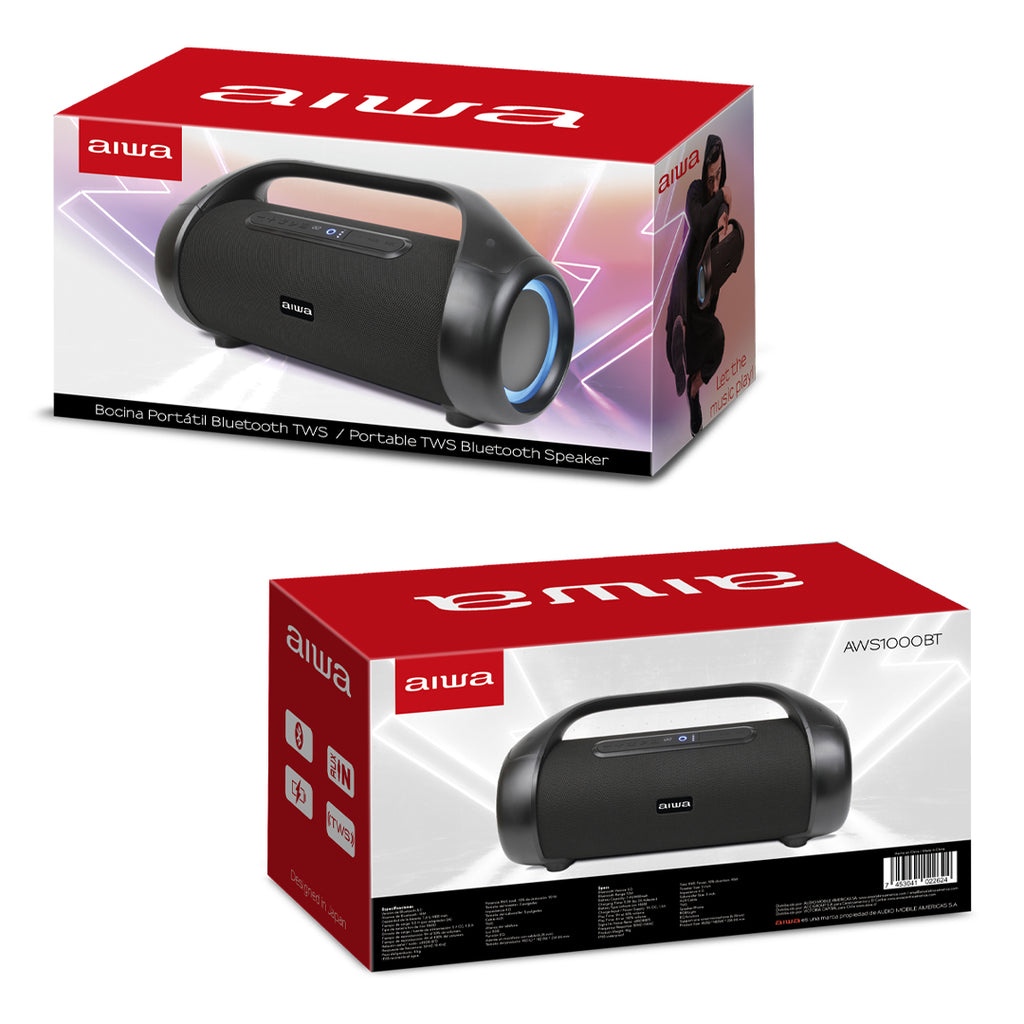 Bocina Bluetooth Portátil Aiwa Negro 90W RMS con TWS