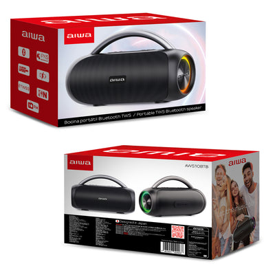 Bocina Bluetooth Portátil Aiwa Boombox Resistente al agua USB 20W RMS con TWS
