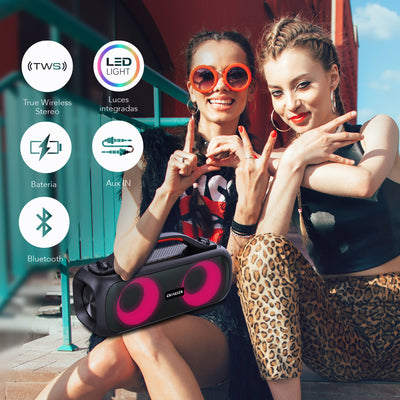 Bocina Boombox Aiwa Portátil Bluetooth con Radio FM 30W RMS