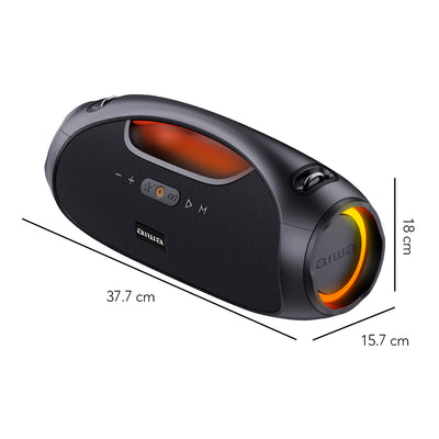 Bocina AIWA AWS244BT boombox Bluetooth IPX5 con luces RGB