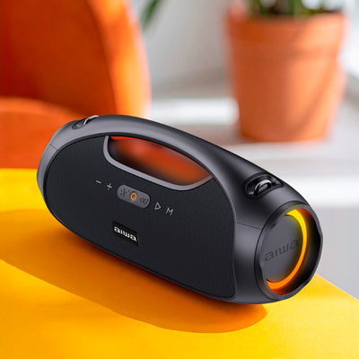 Bocina AIWA AWS244BT boombox Bluetooth IPX5 con luces RGB