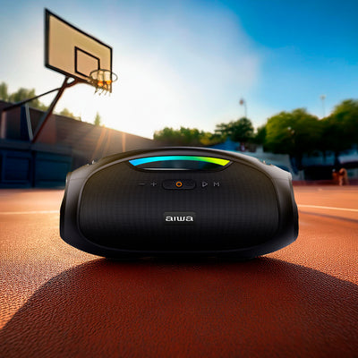 Bocina AIWA AWS244BT boombox Bluetooth IPX5 con luces RGB