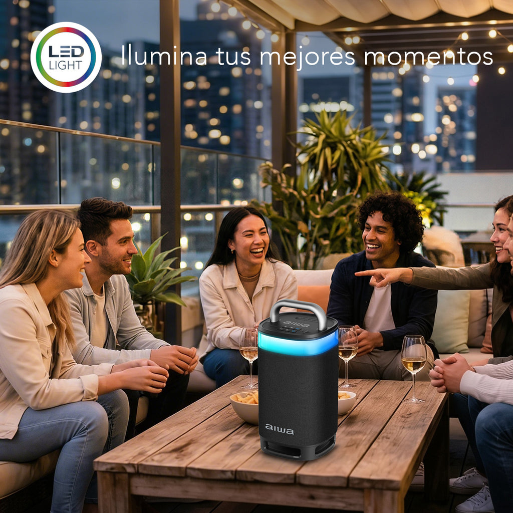 Bocina Portátil Bluetooth Aiwa 60W Sonido 360° con Powerbank