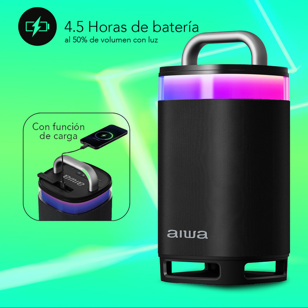 Bocina Portátil Bluetooth Aiwa 60W Sonido 360° con Powerbank