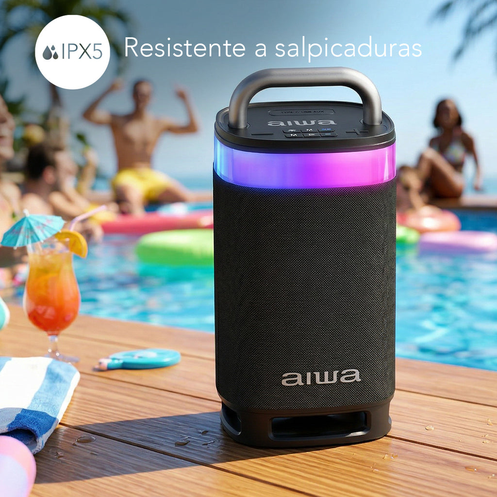 Bocina Portátil Bluetooth Aiwa 60W Sonido 360° con Powerbank