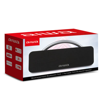 Bocina Aiwa Bluetooth Portátil Boombox Resistente al agua USB 20W RMS con TWS