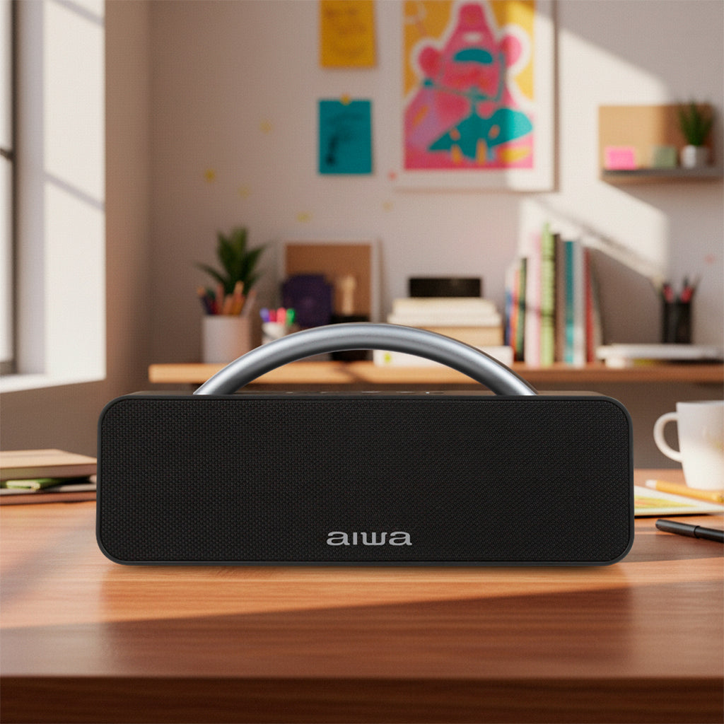 Bocina Aiwa Bluetooth Portátil Boombox Resistente al agua USB 20W RMS con TWS