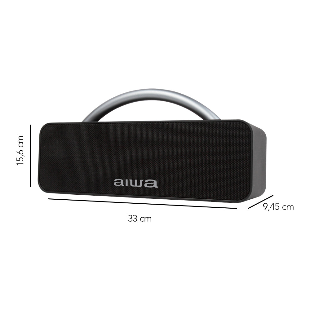 Bocina Aiwa Bluetooth Portátil Boombox Resistente al agua USB 20W RMS con TWS