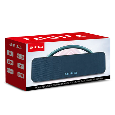 Bocina Aiwa Bluetooth Portátil Boombox Resistente al agua USB 20W RMS con TWS