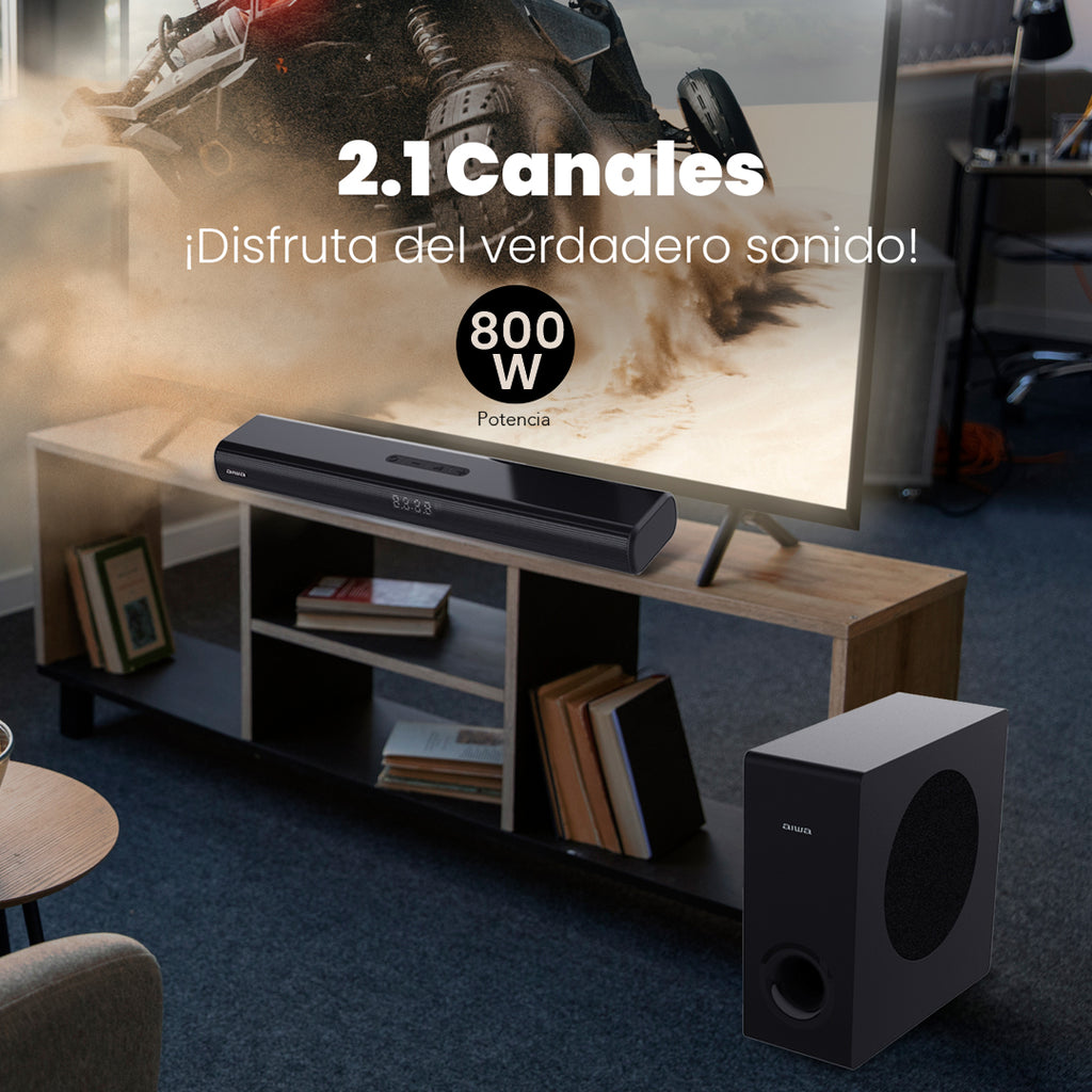 Barra de sonido AIWA AWSBC800WW Bluetooth 2.1 con subwoofer 80W RMS
