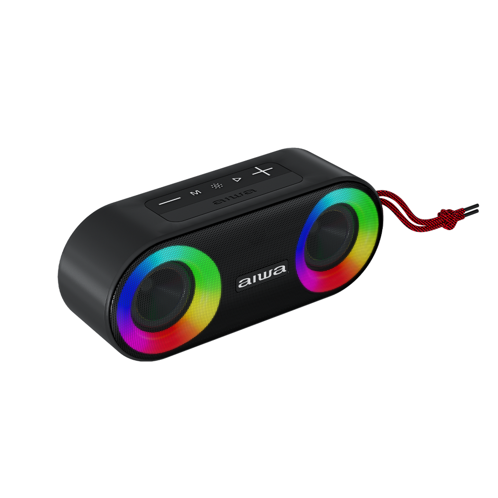 Bocina Portátil Bluetooth Aiwa 20w Ipx5 Radio Fm Aw-sj215 Color Negro