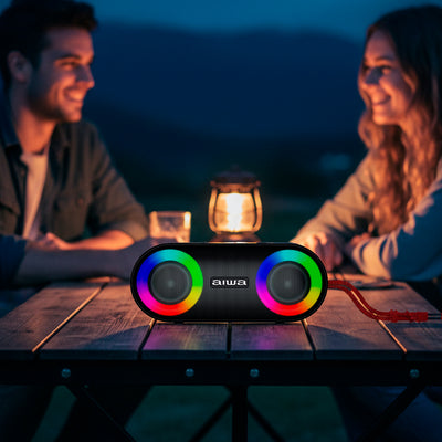 Bocina AIWA AWSJ215 portátil Bluetooth 20W RMS IPX5 con radio FM