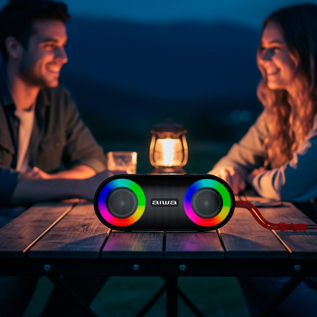 Bocina AIWA AWSJ215 portátil Bluetooth 20W RMS IPX5 con radio FM