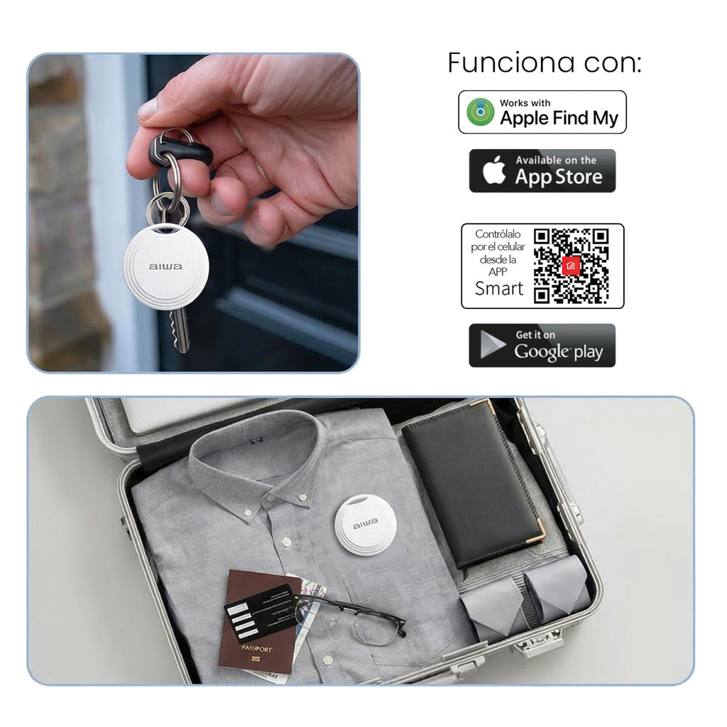 Localizador Inteligente Aiwa AW-TAG Compatible con Apple Find My Bluetooth 5.2
