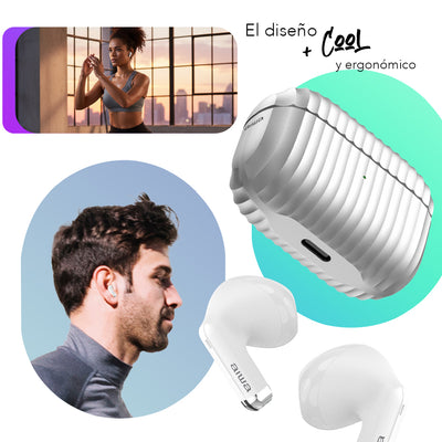 Audífonos Inalámbricos Aiwa Awtwsgm1s Bluetooth 5.4 Tws Blanco