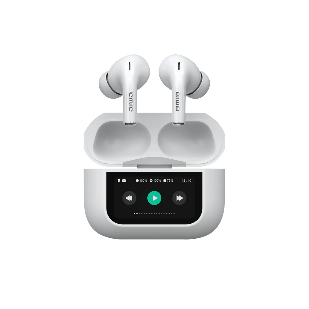 Audífonos AIWA AWTWSGPROW ANC con pantalla integrada Blanco