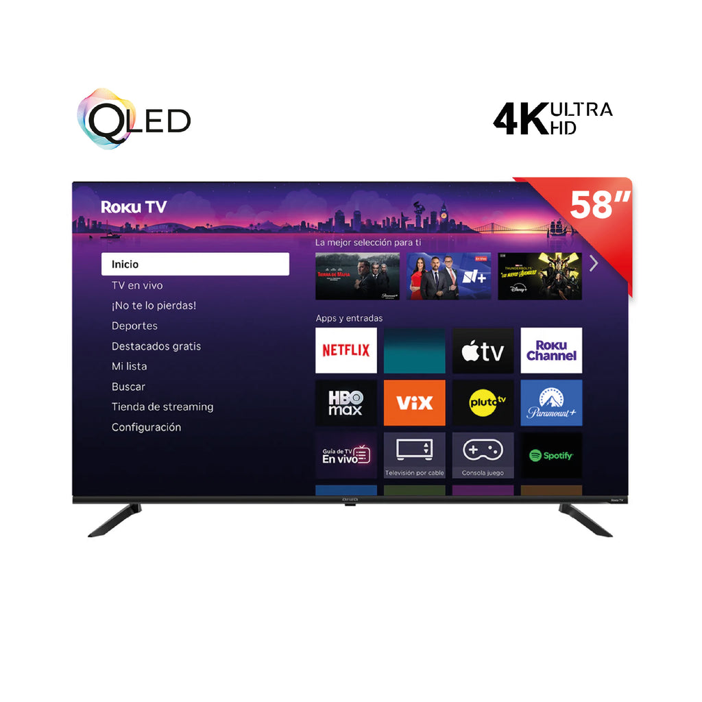 Pantalla AIWA 58 pulgadas AW58RKQ QLED 4K UHD Roku TV Dolby Audio